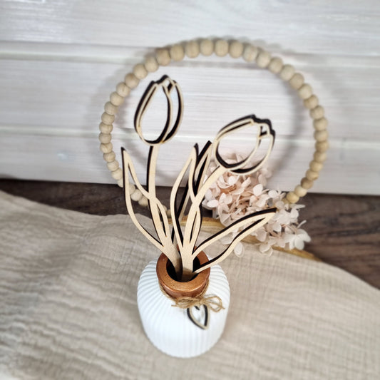 Tulpe Holzblume in verschiedenen Größen | Lasercut | Blumenstrauß aus Birkenholz