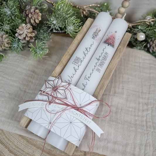 Elegantes Weihnachtskerzen-Set | Kerzenset Weihnachten Advent | Geschenkset Weihnachten | Geschenkset