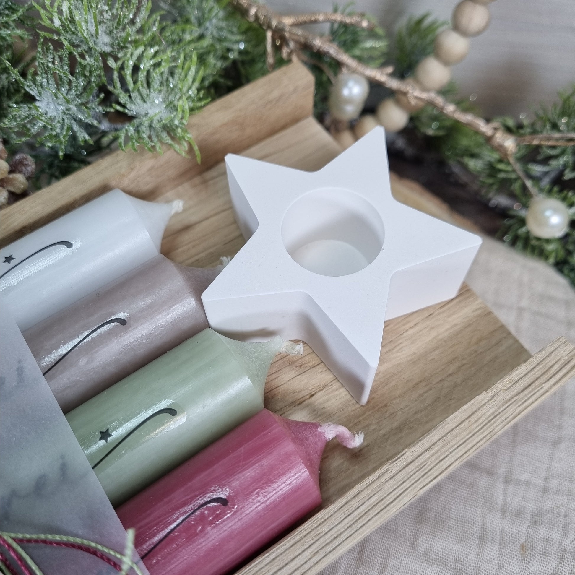 Kerzenset Advent | Adventskranz to go | Geschenkset Weihnachten | Adventskalenderkerzen | Adventskranzkerzen