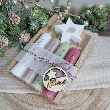 Kerzenset Advent | Adventskranz to go | Geschenkset Weihnachten | Adventskalenderkerzen | Adventskranzkerzen